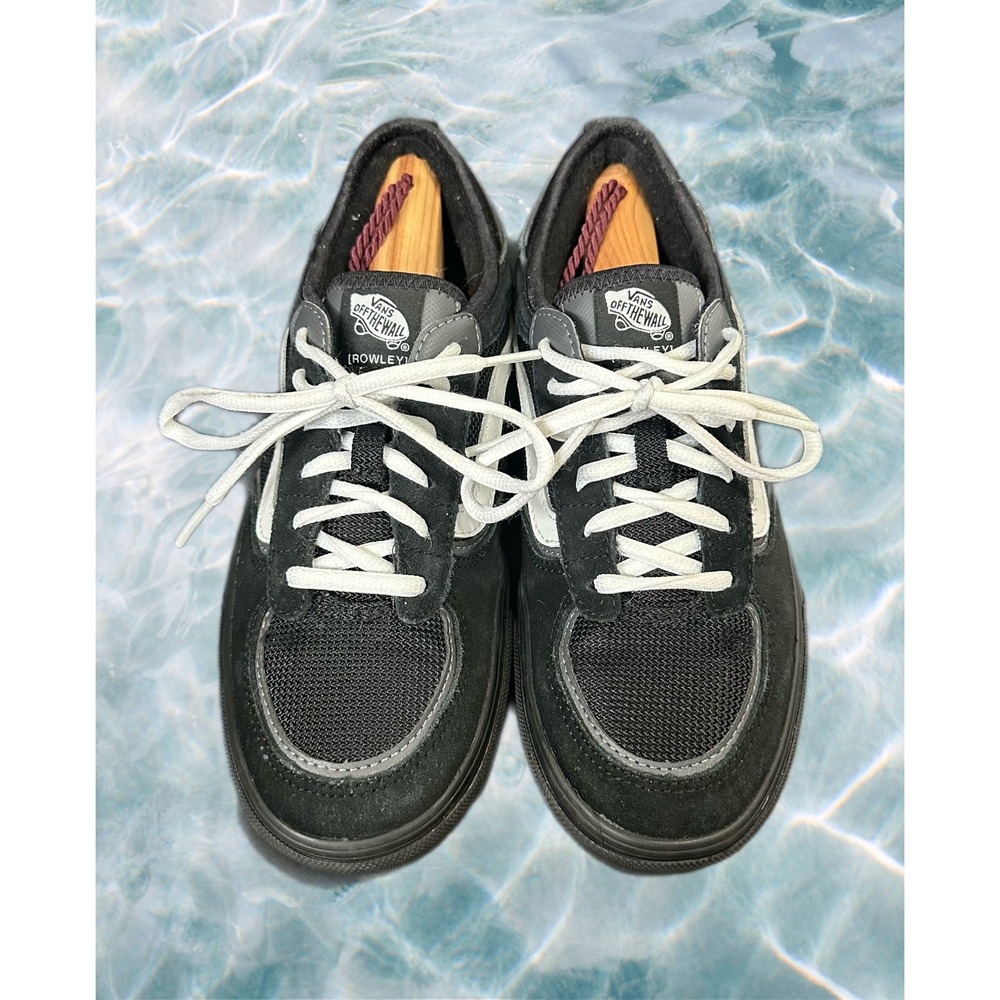 Vans Rowley XLT‎ Mens 8 Black Grey Skate Shoes 66/99 PopCush Low Top Sneakers